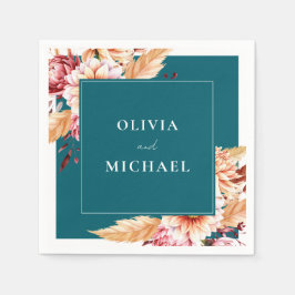 Elegante Aquamarine Boho Chic Floral Wedding Serviette