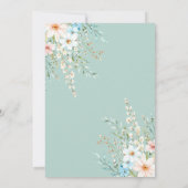 Elegante Aquamarine Boho Chic Wildblume Blumenzehe Einladung (Rückseite)