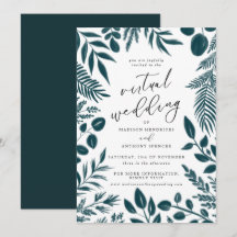 Elegante Aquamarine botanische Virtuelle Hochzeit