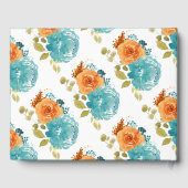 Elegante Aquamarine Burnt Orange Fall Floral Weddi Gästebuch (Rückseite)