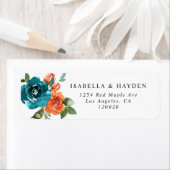 Elegante Aquamarine Burnt Orange Rücksendeadresse (Insitu)