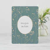 Elegante Aquamarine Creme Blume Gras Einladung (Stehend Vorderseite)