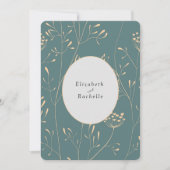 Elegante Aquamarine Creme Blume Gras Einladung (Vorderseite)