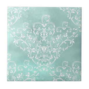 Elegante Aquamarine Damaskattrail Fliese