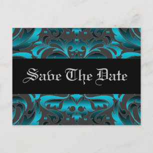Elegante Aquamarine Damaskus-Rollen Save the Date  Ankündigungspostkarte