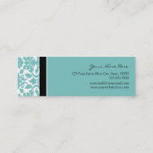 Elegante aquamarine Damast-Geschäfts-Karten Mini Visitenkarte (Rückseite)