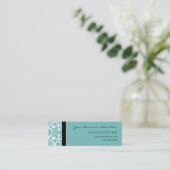 Elegante aquamarine Damast-Geschäfts-Karten Mini Visitenkarte (Stehend Vorderseite)