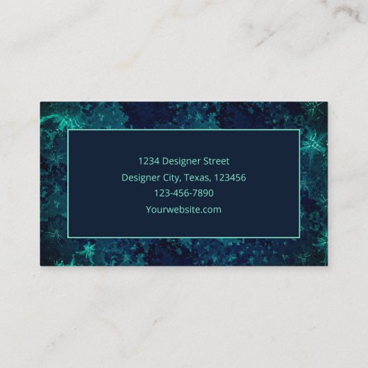 Elegante Aquamarine dunkelblaue Wasserfarbe Visitenkarte (Rückseite)