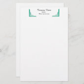 Elegante Aquamarine Eckbrücke Berufliche Geschicht Briefpapier (Vorne/Hinten)