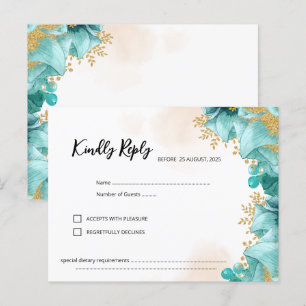 Elegante Aquamarine florale RSVP-Karte Postkarte