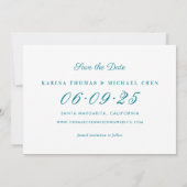 Elegante Aquamarine Foto Collage Wedding Save The Date (Rückseite)
