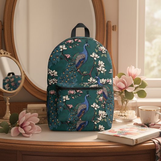 Elegante, Aquamarine Friedenstruppen & Magnolia Bl Bedruckter Rucksack