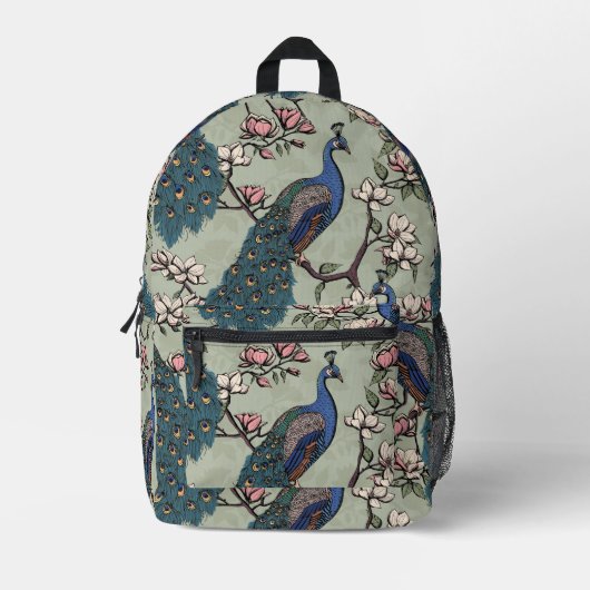 Elegante, Aquamarine Friedenstruppen & Magnolia Bl Bedruckter Rucksack (Vorderseite)