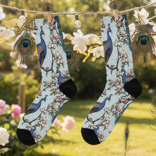 Elegante, Aquamarine Friedenstruppen und Blume in Socken
