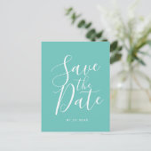 Elegante Aquamarine Frühjahrssommer Save the Date Postkarte (Stehend Vorderseite)