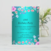 Elegante Aquamarine Geburtstagsfeier Einladung (Stehend Vorderseite)
