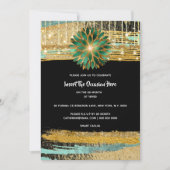 Elegante aquamarine Geburtstagsparty aus schwarzem Einladung (Vorderseite)