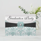 Elegante Aquamarine Glitzer Graduation Party Einladung (Stehend Vorderseite)