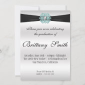 Elegante Aquamarine Glitzer Graduation Party Einladung (Rückseite)