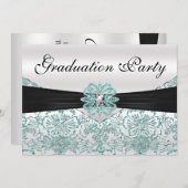 Elegante Aquamarine Glitzer Graduation Party Einladung (Vorne/Hinten)