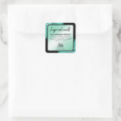 Elegante Aquamarine Glitzer- und Ingredienzetikett Quadratischer Aufkleber (Tasche)