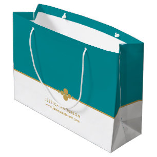 Elegante Aquamarine Gold Großpackung Große Geschenktüte