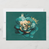 Elegante Aquamarine Goldflora speichert die Datums Einladung (Rückseite)