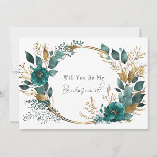 Elegante Aquamarine Goldflora wird meine Brautjung Einladung