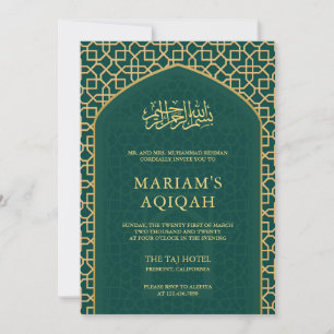 Elegante Aquamarine Goldmedaille Islamischer Mihra Einladung