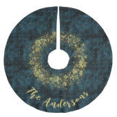 Elegante Aquamarine Goldmedaille Schneeflocken Sam Polyester Weihnachtsbaumdecke (Vorderseite)