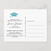 Elegante Aquamarine Graduierungspartei Ankündigungspostkarte (Rückseite)