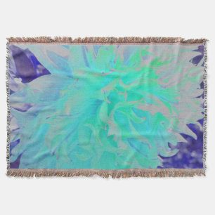 Elegante Aquamarine Green und Blue Dahlia Blume Decke
