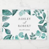 Elegante Aquamarine Grünanlage Personalisierte Hoc Alkoholflaschenetikett (Einzelnes Label)