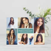 Elegante Aquamarine Grüne Graduierungsparty FotoCo Einladung (Stehend Vorderseite)