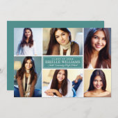 Elegante Aquamarine Grüne Graduierungsparty FotoCo Einladung (Vorne/Hinten)