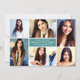 Elegante Aquamarine Grüne Graduierungsparty FotoCo Einladung