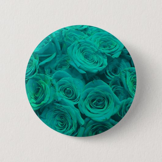 Elegante aquamarine grüne Rose Button (Vorderseite)