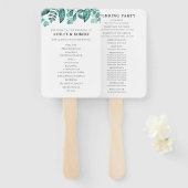 Elegante Aquamarine Grünflächen Blätter Hochzeit Fächer (Vorne und Hinten)