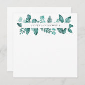 Elegante Aquamarine Grünflächen Blätter Personalis Mitteilungskarte (Vorne/Hinten)