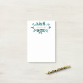 Elegante Aquamarine Grünflächen Blätter Personalis Post-it Klebezettel (Auf Schreibtisch)