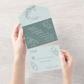 Elegante Aquamarine Hochzeit All In One Einladung (Abreißen)