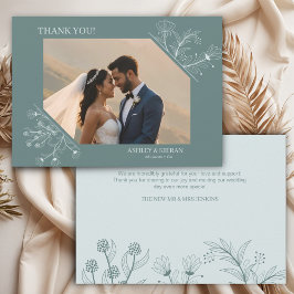 Elegante Aquamarine Hochzeit Dankeskarte