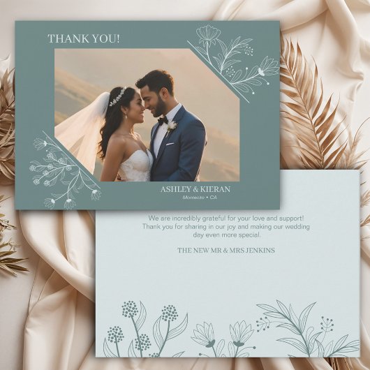 Elegante Aquamarine Hochzeit Dankeskarte