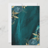 Elegante Aquamarine Hochzeit der Goldflora Einladung (Rückseite)