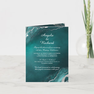 Elegante Aquamarine Hochzeit Einladung