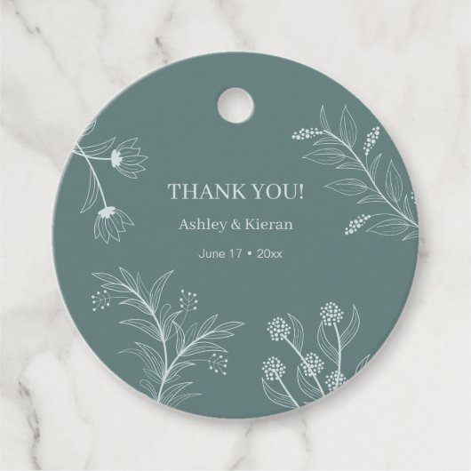 Elegante Aquamarine Hochzeit Geschenkanhänger (Vorderseite)