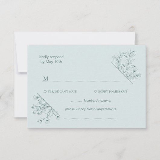 Elegante Aquamarine Hochzeit RSVP Karte (Vorderseite)