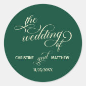 Elegante Aquamarine Hochzeit Runder Aufkleber (Vorderseite)