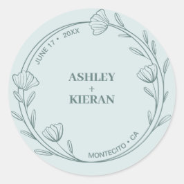 Elegante Aquamarine Hochzeit Runder Aufkleber