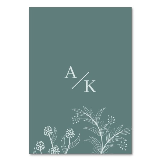 Elegante Aquamarine Hochzeit Tischnummer (Rückseite)